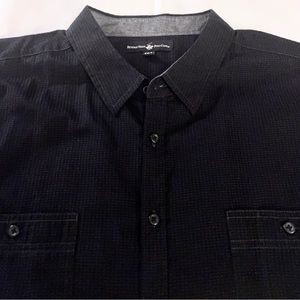 Beverly Hills Polo Club Mens Black Short Sleeve Textured Button-down Shirt
